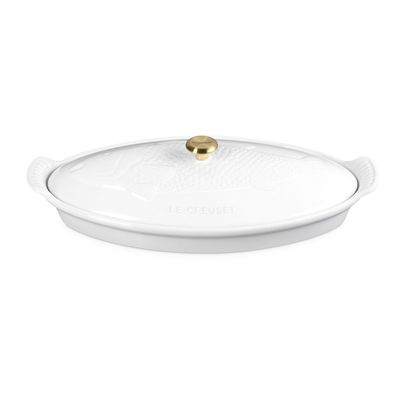 Travessa Oval para Peixe com Tampa Modern Heritage Cerâmica 34 cm Branco Le Creuset