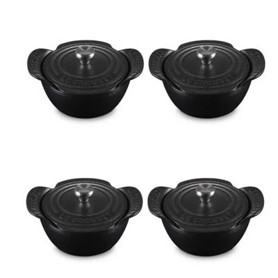 Buffet Gourmand Com Tampa Kit 4 Peças 13 cm Preto Matte Black Le Creuset