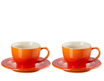 Kit Canecas 200 ml com Pires Laranja Le Creuset