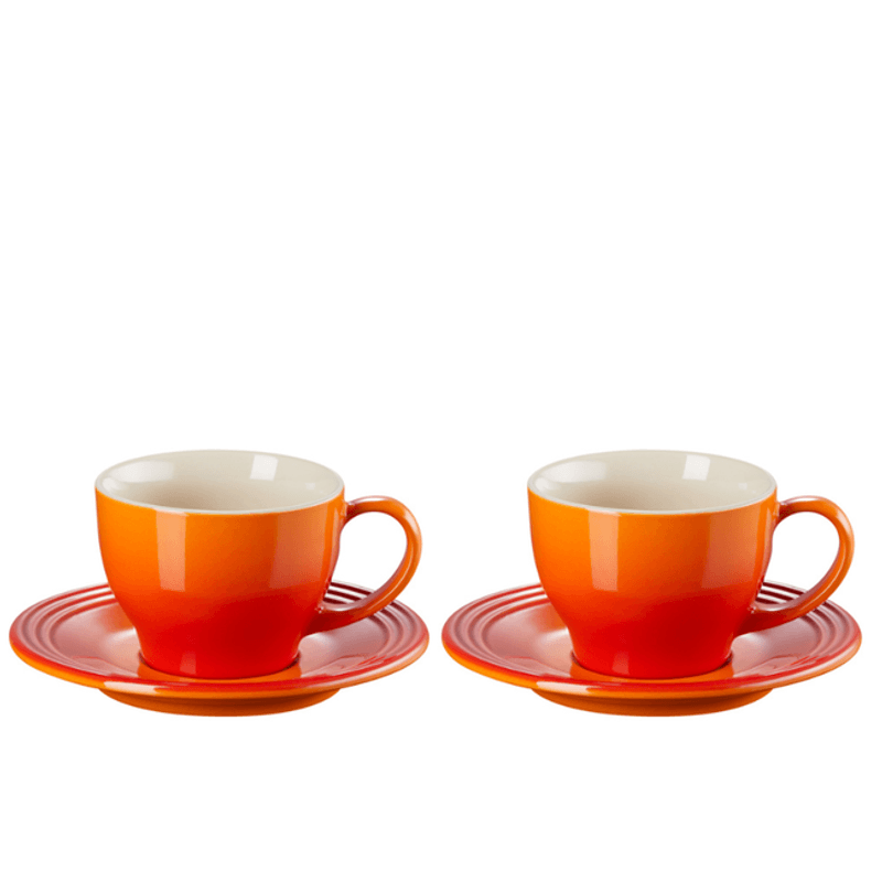 Kit Canecas 200 ml com Pires Laranja Le Creuset