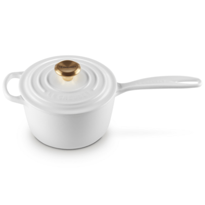 Panela Molheira Signature 16 cm Branco Pegador Dourado Le Creuset