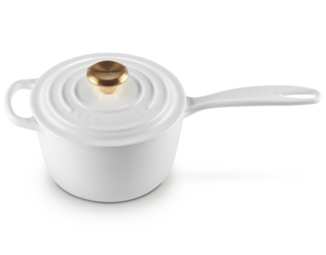 Panela Molheira Signature 16 cm Branco Pegador Dourado Le Creuset