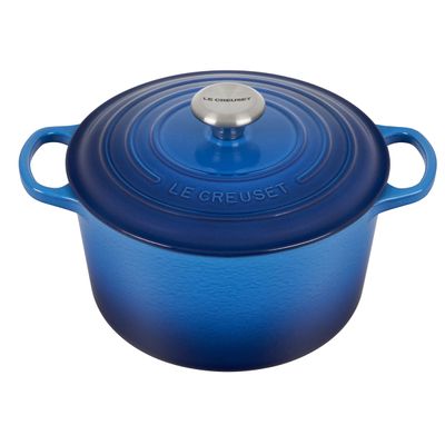 Panela Redonda Funda Signature 24 cm Azul Azure Blue Le Creuset