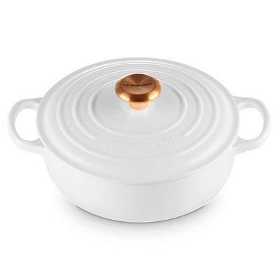 Panela Sauteuse Signature 24 cm Branco Pegador Dourado Le Creuset