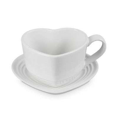 Caneca com Pires Formato Coração Branco Le Creuset