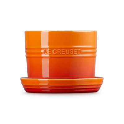 Vaso para Ervas com Bandeja Cerâmica 14 cm Laranja Le Creuset