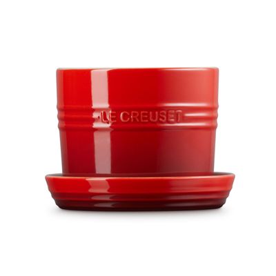 Vaso para Ervas com Bandeja Cerâmica 14 cm Vermelho Le Creuset