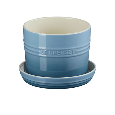 Vaso para Ervas com Bandeja Cerâmica 14 cm Azul Charmbray Le Creuset