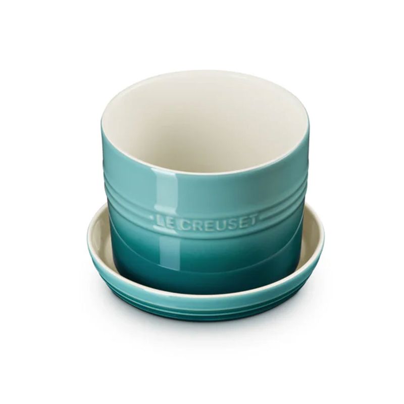 Vaso para Ervas com Bandeja Cerâmica 14 cm Azul Bleu Riviera Le Creuset v2