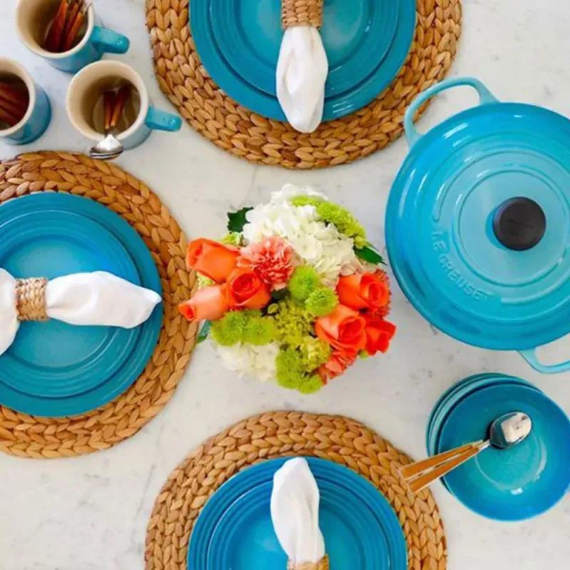 Prato Redondo 27 cm 2 Peças Azul Caribe v2 Le Creuset