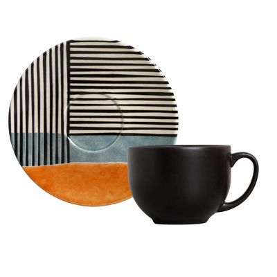 Xícaras de Chá Coup Abstrata Off White 6 Peças Porto Brasil