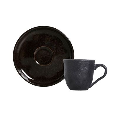 Xícaras de Café Bio Stoneware Black Sand Preto 6 Peças Porto Brasil