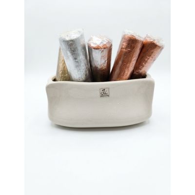 Cachepot Retangular 23X10 cm Creme Home e Collection
